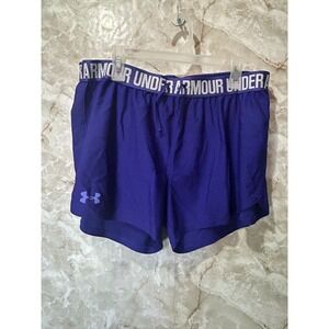 Under Armour Womens Blue Running Athletic Shorts Elastic Waistband Size medium